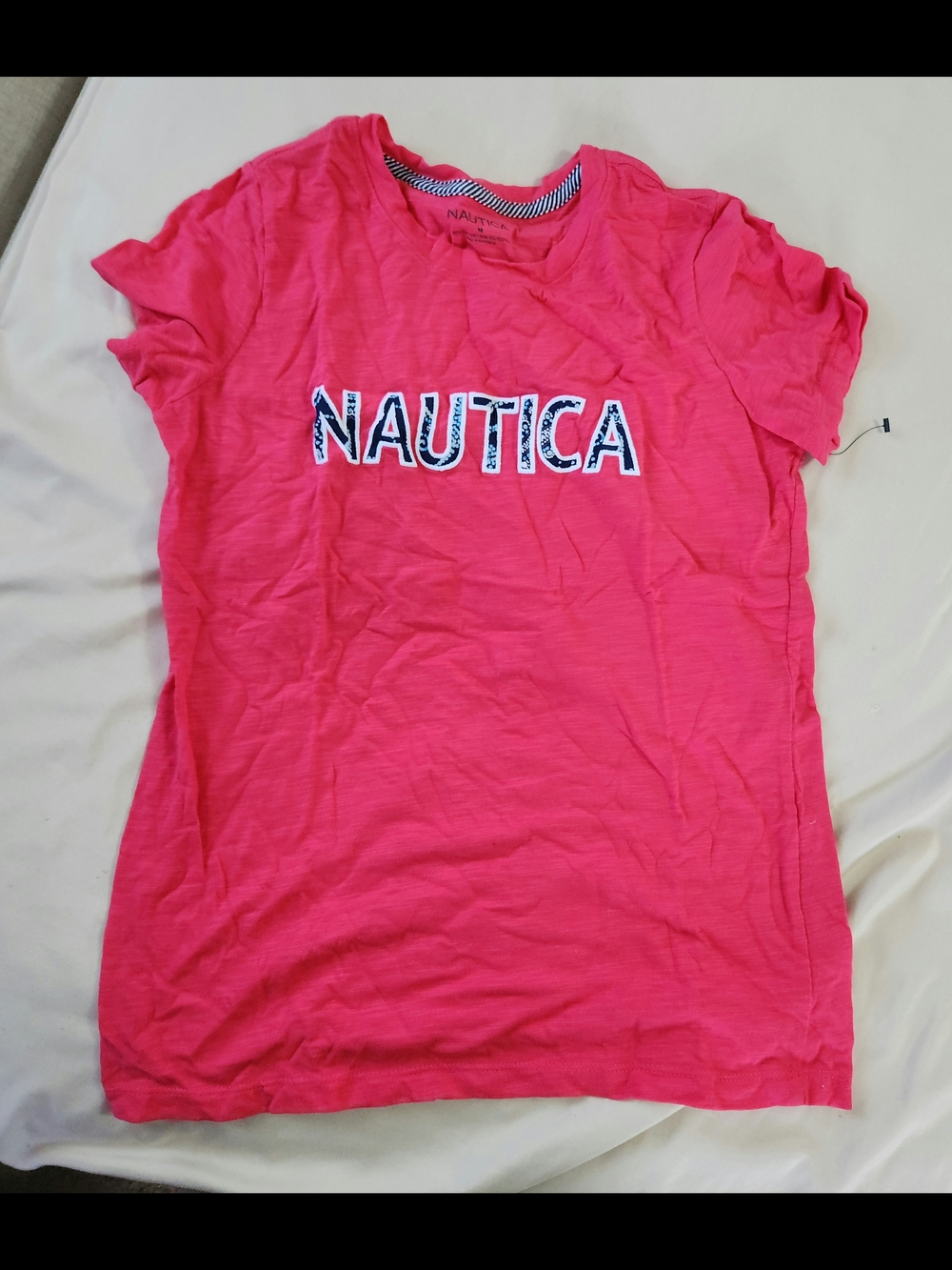 Nautica Women's Hot Pink Logo Crew Tee